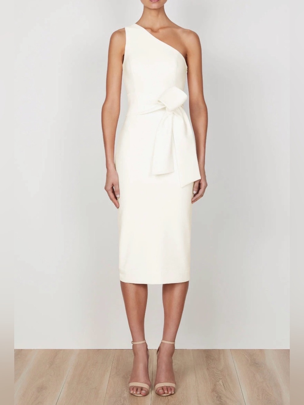 Shona Joy Lucy One-Shoulder Ivory Midi Dress